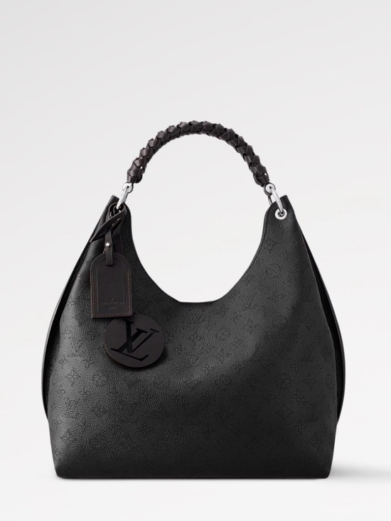 Louis Vuitton Handbags - Louis Vuitton Black Monogram Embossed Braided-Handle Hobo Bag